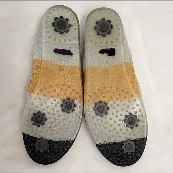 JA VIE FLATS Size 38   US7.5 SILVERBlackgold - Picture 5 of 5